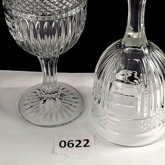 3 Libbey Radiant Water Glasses Vintage Pressed Glass 7" diamond ribbed patterned - Picture 6 of 7